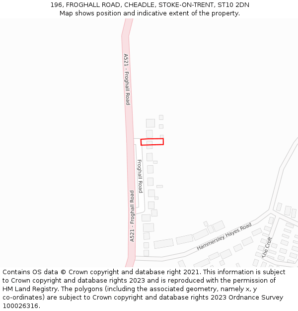 196, FROGHALL ROAD, CHEADLE, STOKE-ON-TRENT, ST10 2DN: Location map and indicative extent of plot