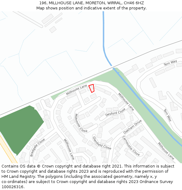 196, MILLHOUSE LANE, MORETON, WIRRAL, CH46 6HZ: Location map and indicative extent of plot