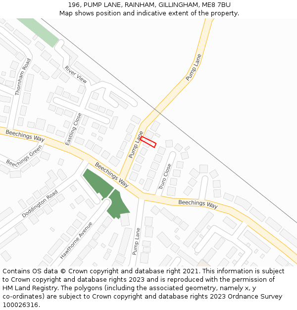 196, PUMP LANE, RAINHAM, GILLINGHAM, ME8 7BU: Location map and indicative extent of plot