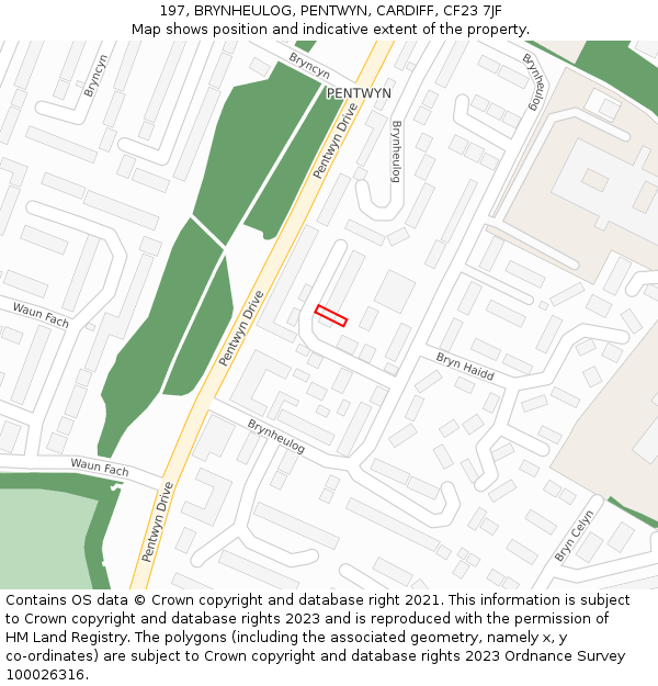 197, BRYNHEULOG, PENTWYN, CARDIFF, CF23 7JF: Location map and indicative extent of plot