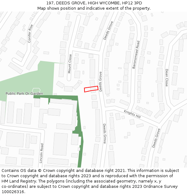 197, DEEDS GROVE, HIGH WYCOMBE, HP12 3PD: Location map and indicative extent of plot