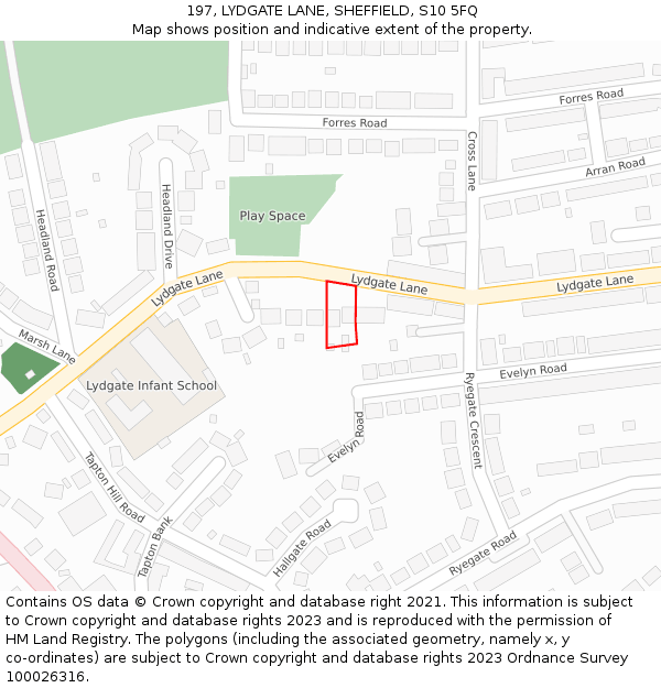 197, LYDGATE LANE, SHEFFIELD, S10 5FQ: Location map and indicative extent of plot