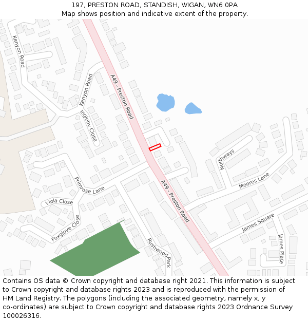 197, PRESTON ROAD, STANDISH, WIGAN, WN6 0PA: Location map and indicative extent of plot