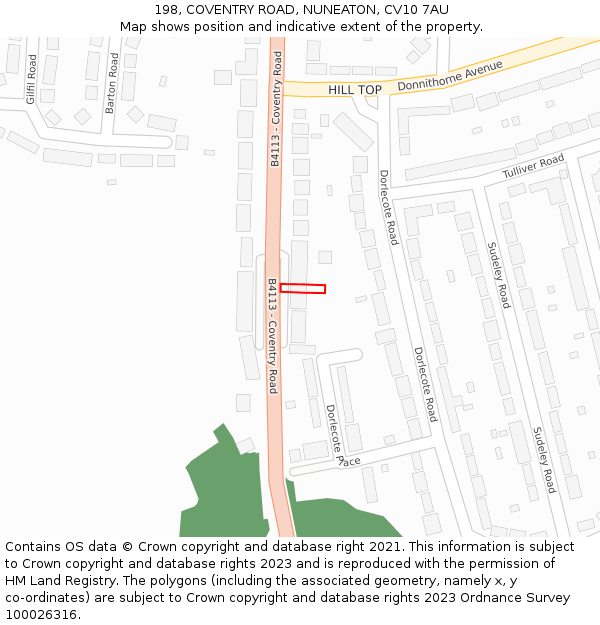 198, COVENTRY ROAD, NUNEATON, CV10 7AU: Location map and indicative extent of plot