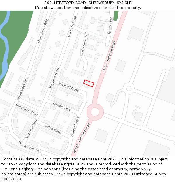 198, HEREFORD ROAD, SHREWSBURY, SY3 9LE: Location map and indicative extent of plot