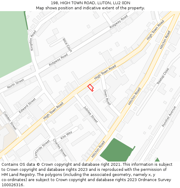 198, HIGH TOWN ROAD, LUTON, LU2 0DN: Location map and indicative extent of plot