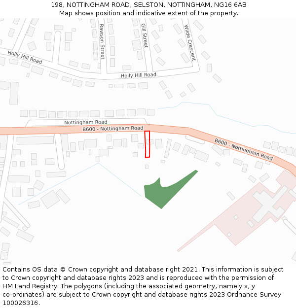 198, NOTTINGHAM ROAD, SELSTON, NOTTINGHAM, NG16 6AB: Location map and indicative extent of plot