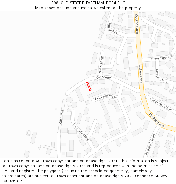 198, OLD STREET, FAREHAM, PO14 3HG: Location map and indicative extent of plot