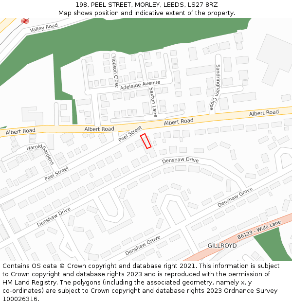 198, PEEL STREET, MORLEY, LEEDS, LS27 8RZ: Location map and indicative extent of plot