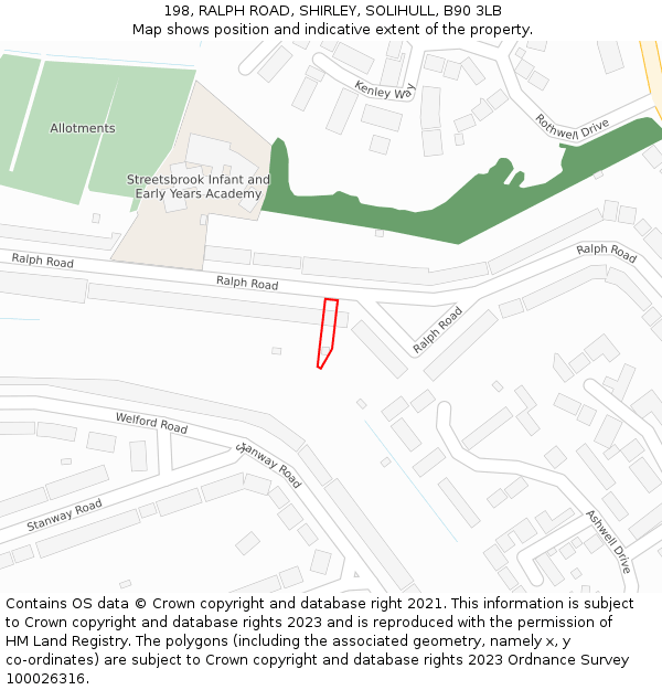 198, RALPH ROAD, SHIRLEY, SOLIHULL, B90 3LB: Location map and indicative extent of plot