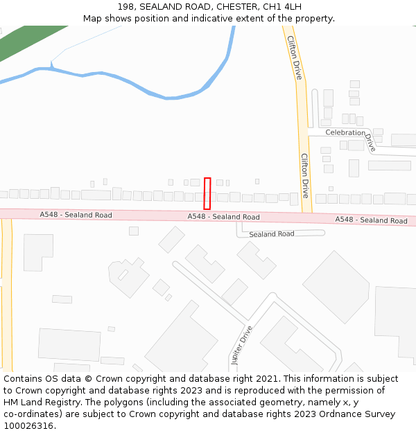 198, SEALAND ROAD, CHESTER, CH1 4LH: Location map and indicative extent of plot