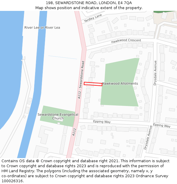 198, SEWARDSTONE ROAD, LONDON, E4 7QA: Location map and indicative extent of plot