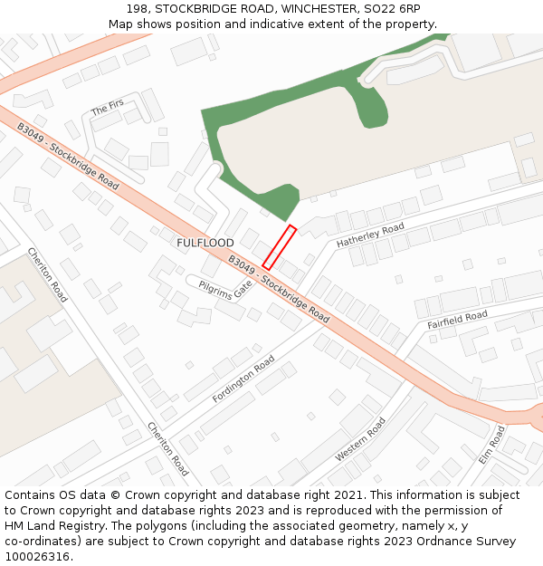 198, STOCKBRIDGE ROAD, WINCHESTER, SO22 6RP: Location map and indicative extent of plot