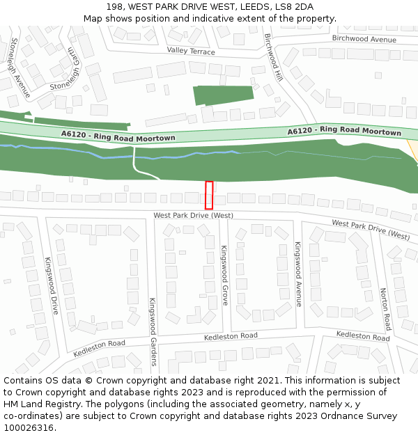 198, WEST PARK DRIVE WEST, LEEDS, LS8 2DA: Location map and indicative extent of plot