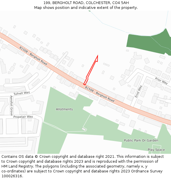 199, BERGHOLT ROAD, COLCHESTER, CO4 5AH: Location map and indicative extent of plot