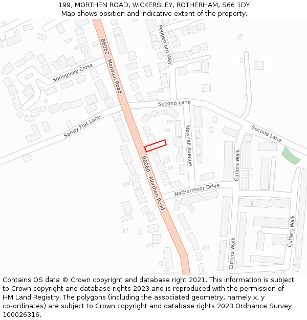 199, MORTHEN ROAD, WICKERSLEY, ROTHERHAM, S66 1DY: Location map and indicative extent of plot