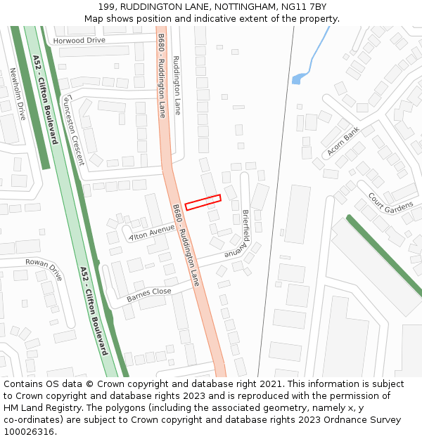 199, RUDDINGTON LANE, NOTTINGHAM, NG11 7BY: Location map and indicative extent of plot