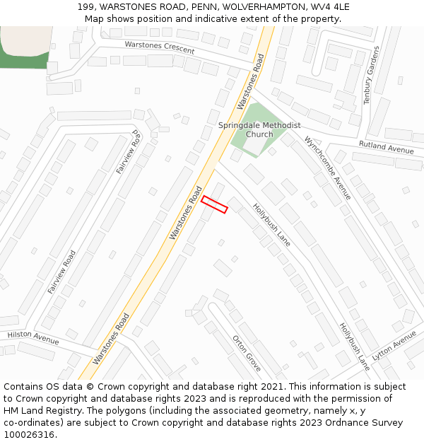 199, WARSTONES ROAD, PENN, WOLVERHAMPTON, WV4 4LE: Location map and indicative extent of plot