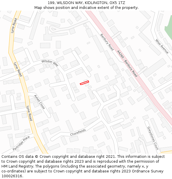 199, WILSDON WAY, KIDLINGTON, OX5 1TZ: Location map and indicative extent of plot