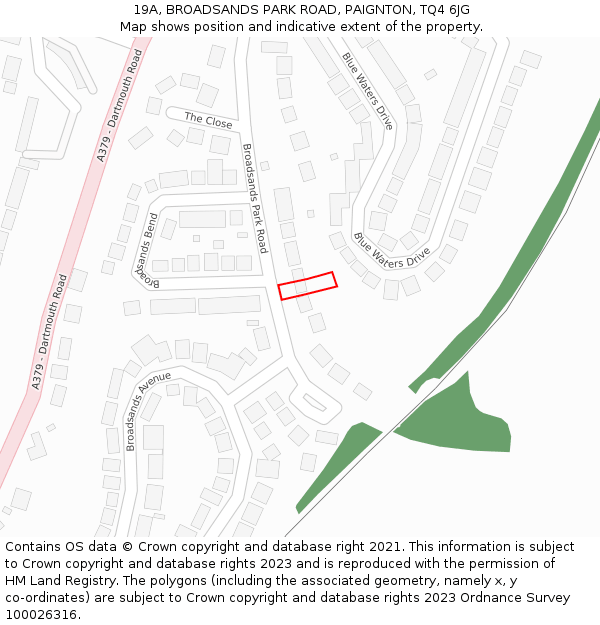 19A, BROADSANDS PARK ROAD, PAIGNTON, TQ4 6JG: Location map and indicative extent of plot