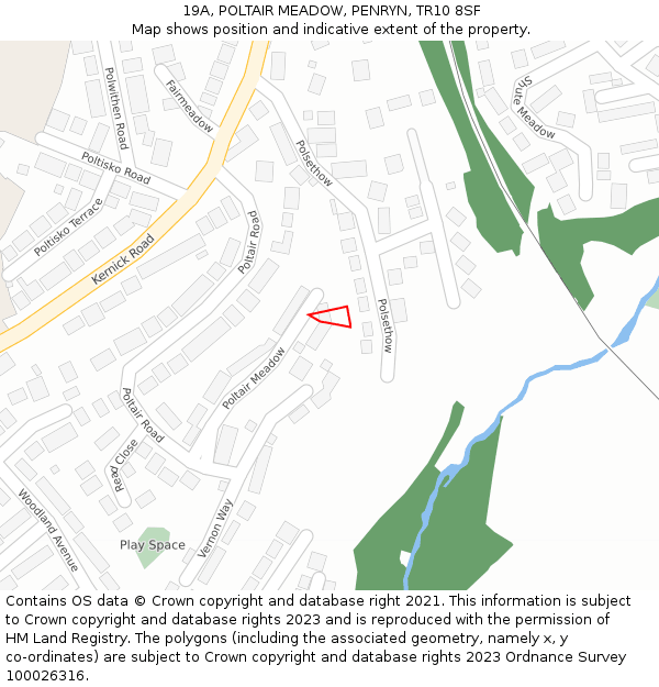 19A, POLTAIR MEADOW, PENRYN, TR10 8SF: Location map and indicative extent of plot