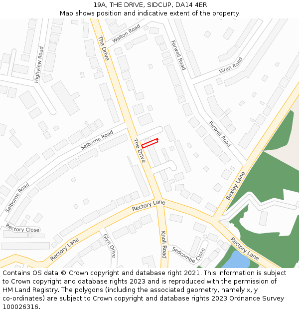 19A, THE DRIVE, SIDCUP, DA14 4ER: Location map and indicative extent of plot