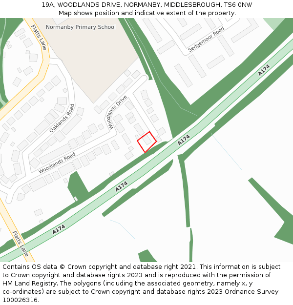 19A, WOODLANDS DRIVE, NORMANBY, MIDDLESBROUGH, TS6 0NW: Location map and indicative extent of plot