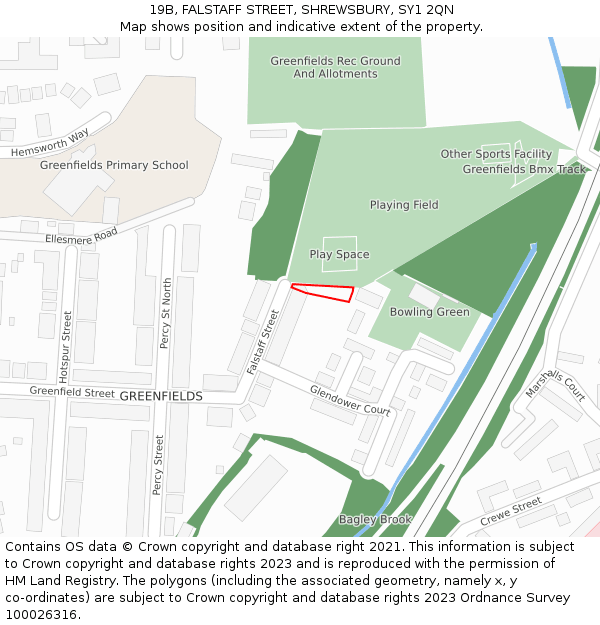 19B, FALSTAFF STREET, SHREWSBURY, SY1 2QN: Location map and indicative extent of plot