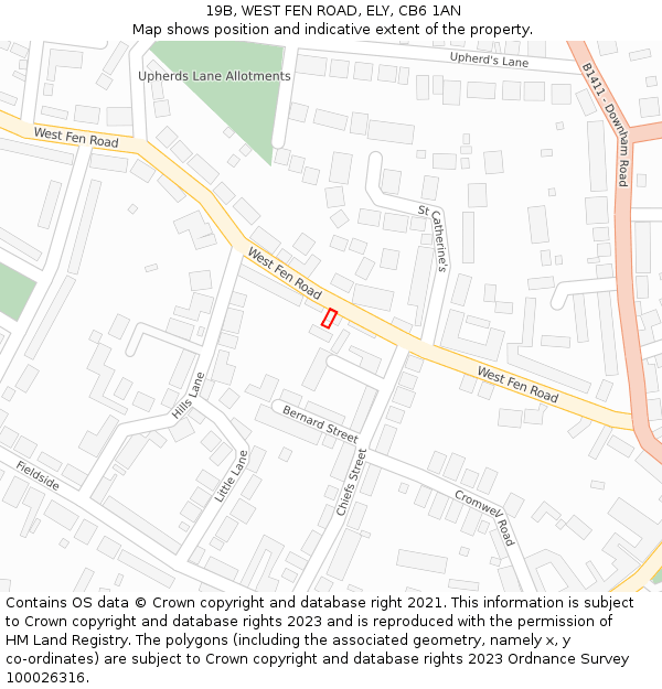 19B, WEST FEN ROAD, ELY, CB6 1AN: Location map and indicative extent of plot