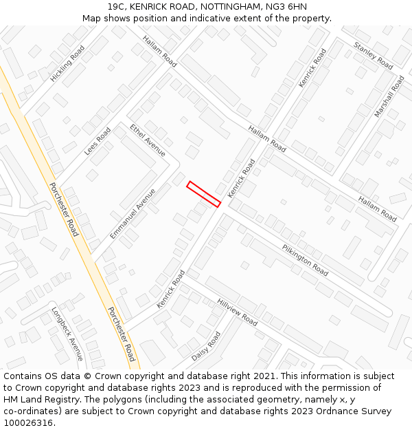 19C, KENRICK ROAD, NOTTINGHAM, NG3 6HN: Location map and indicative extent of plot