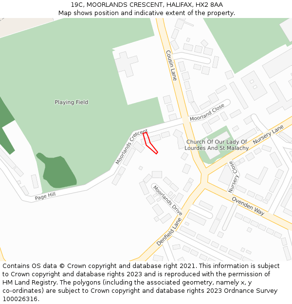 19C, MOORLANDS CRESCENT, HALIFAX, HX2 8AA: Location map and indicative extent of plot