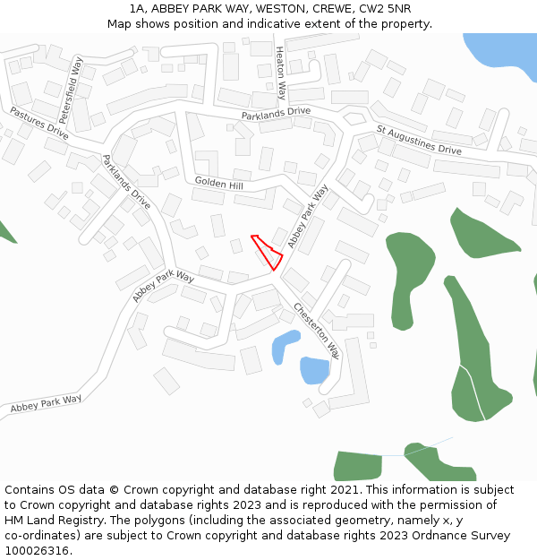 1A, ABBEY PARK WAY, WESTON, CREWE, CW2 5NR: Location map and indicative extent of plot