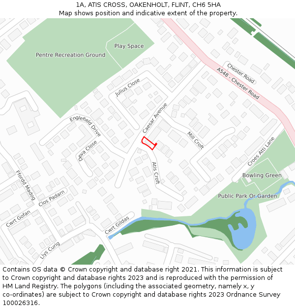 1A, ATIS CROSS, OAKENHOLT, FLINT, CH6 5HA: Location map and indicative extent of plot