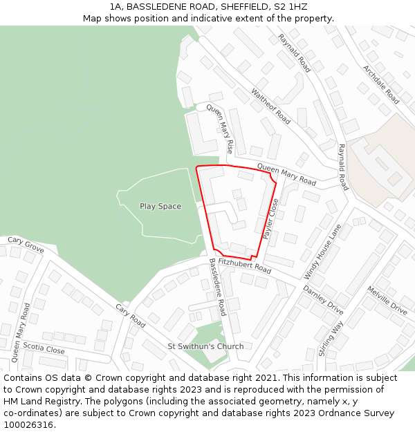 1A, BASSLEDENE ROAD, SHEFFIELD, S2 1HZ: Location map and indicative extent of plot