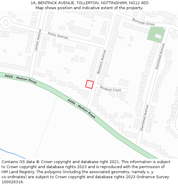 1A, BENTINCK AVENUE, TOLLERTON, NOTTINGHAM, NG12 4ED: Location map and indicative extent of plot