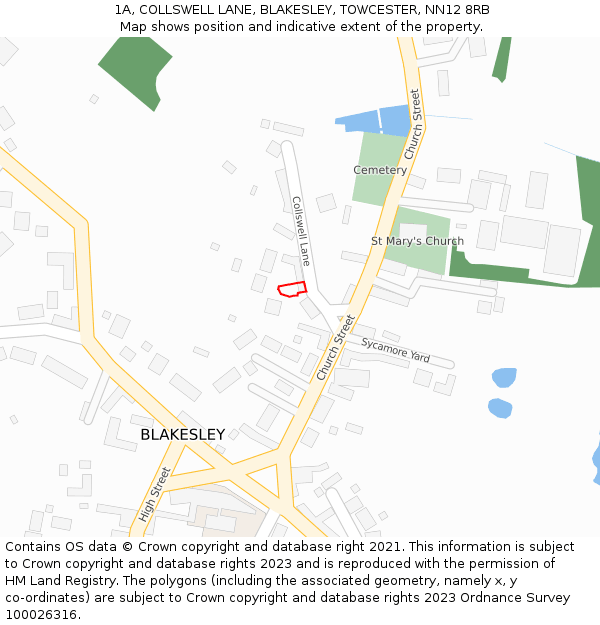 1A, COLLSWELL LANE, BLAKESLEY, TOWCESTER, NN12 8RB: Location map and indicative extent of plot