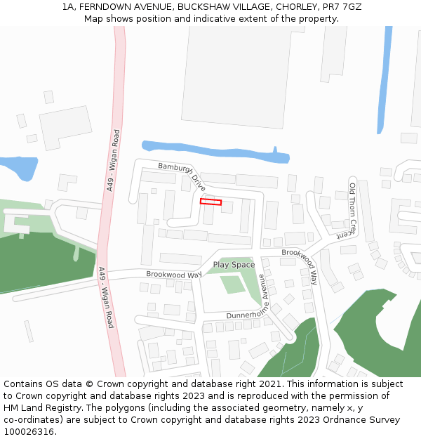 1A, FERNDOWN AVENUE, BUCKSHAW VILLAGE, CHORLEY, PR7 7GZ: Location map and indicative extent of plot