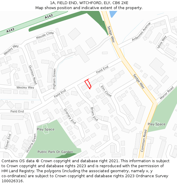 1A, FIELD END, WITCHFORD, ELY, CB6 2XE: Location map and indicative extent of plot