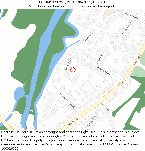 1A, FRAYS CLOSE, WEST DRAYTON, UB7 7NH: Location map and indicative extent of plot