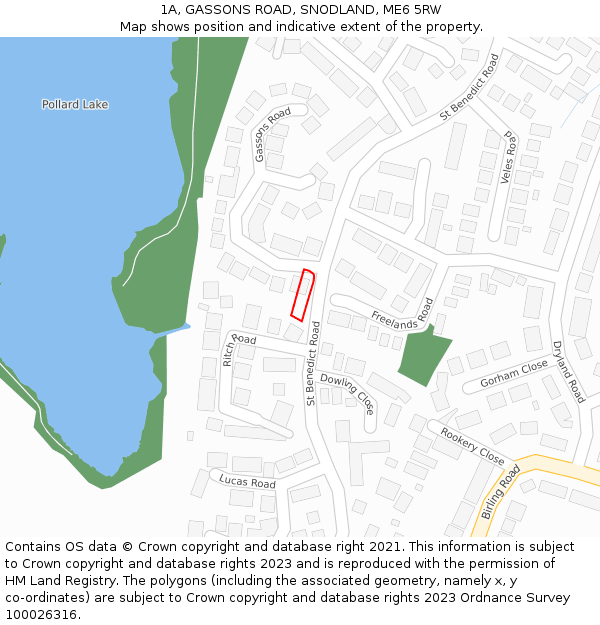 1A, GASSONS ROAD, SNODLAND, ME6 5RW: Location map and indicative extent of plot