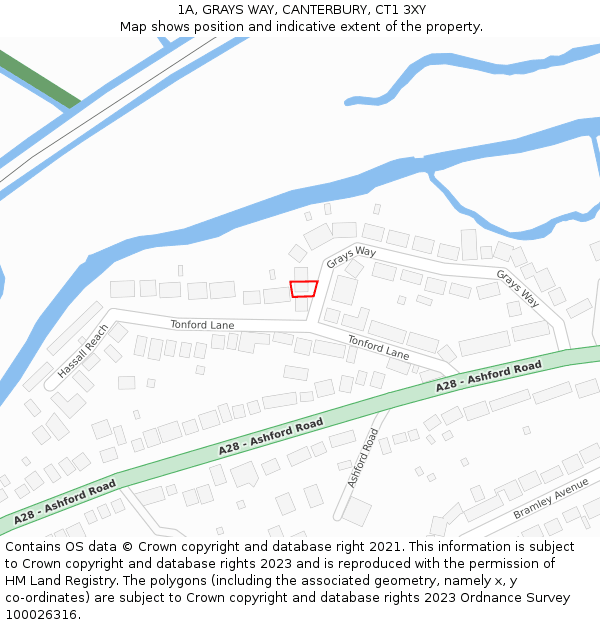 1A, GRAYS WAY, CANTERBURY, CT1 3XY: Location map and indicative extent of plot