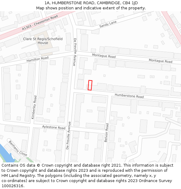 1A, HUMBERSTONE ROAD, CAMBRIDGE, CB4 1JD: Location map and indicative extent of plot