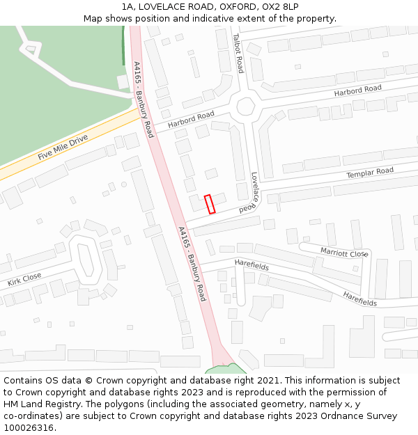 1A, LOVELACE ROAD, OXFORD, OX2 8LP: Location map and indicative extent of plot