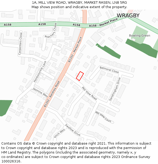 1A, MILL VIEW ROAD, WRAGBY, MARKET RASEN, LN8 5RG: Location map and indicative extent of plot