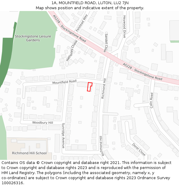 1A, MOUNTFIELD ROAD, LUTON, LU2 7JN: Location map and indicative extent of plot