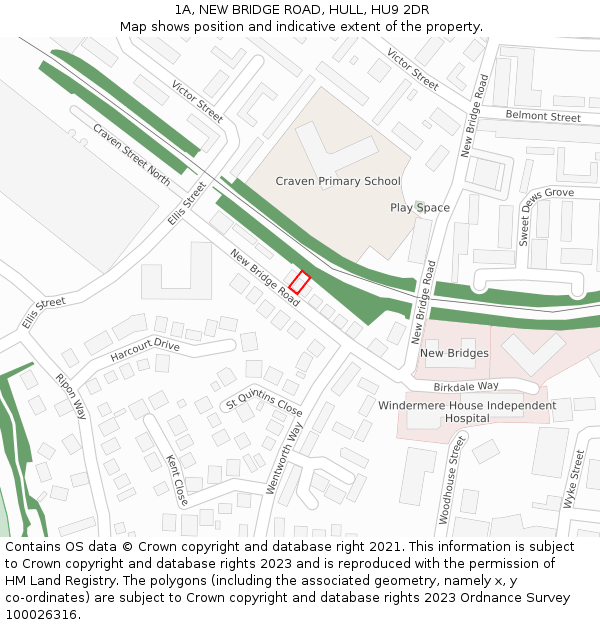 1A, NEW BRIDGE ROAD, HULL, HU9 2DR: Location map and indicative extent of plot