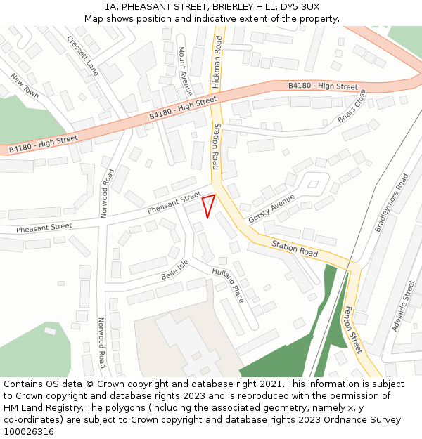 1A, PHEASANT STREET, BRIERLEY HILL, DY5 3UX: Location map and indicative extent of plot