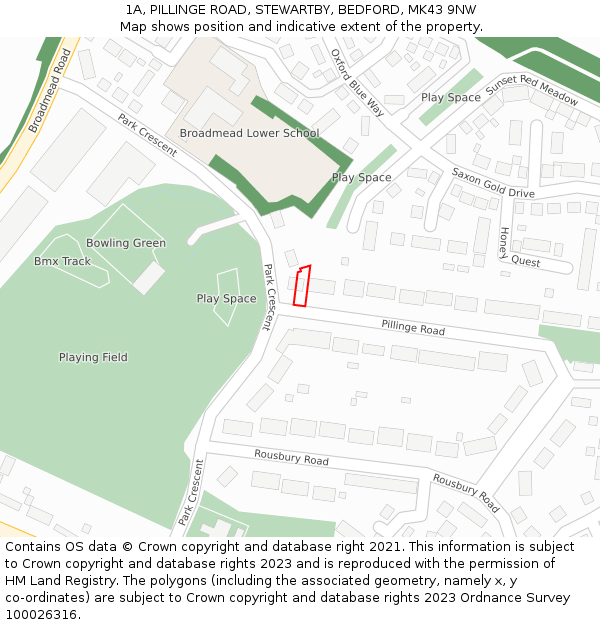 1A, PILLINGE ROAD, STEWARTBY, BEDFORD, MK43 9NW: Location map and indicative extent of plot