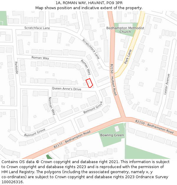 1A, ROMAN WAY, HAVANT, PO9 3PR: Location map and indicative extent of plot