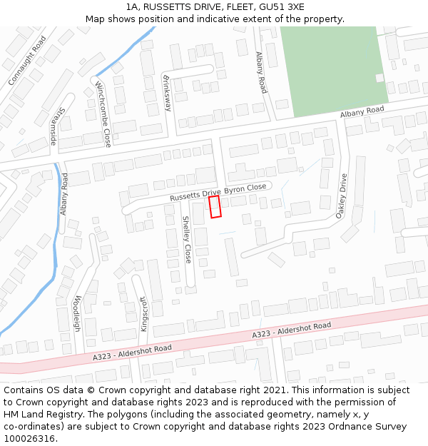 1A, RUSSETTS DRIVE, FLEET, GU51 3XE: Location map and indicative extent of plot